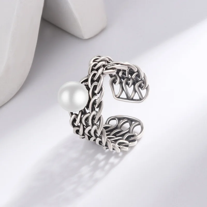 

925 Sterling Silver Weave Pearl Rings For Women Wedding Luxury Jewelry Gift Female Accessories Cheap Things With Free Shipping