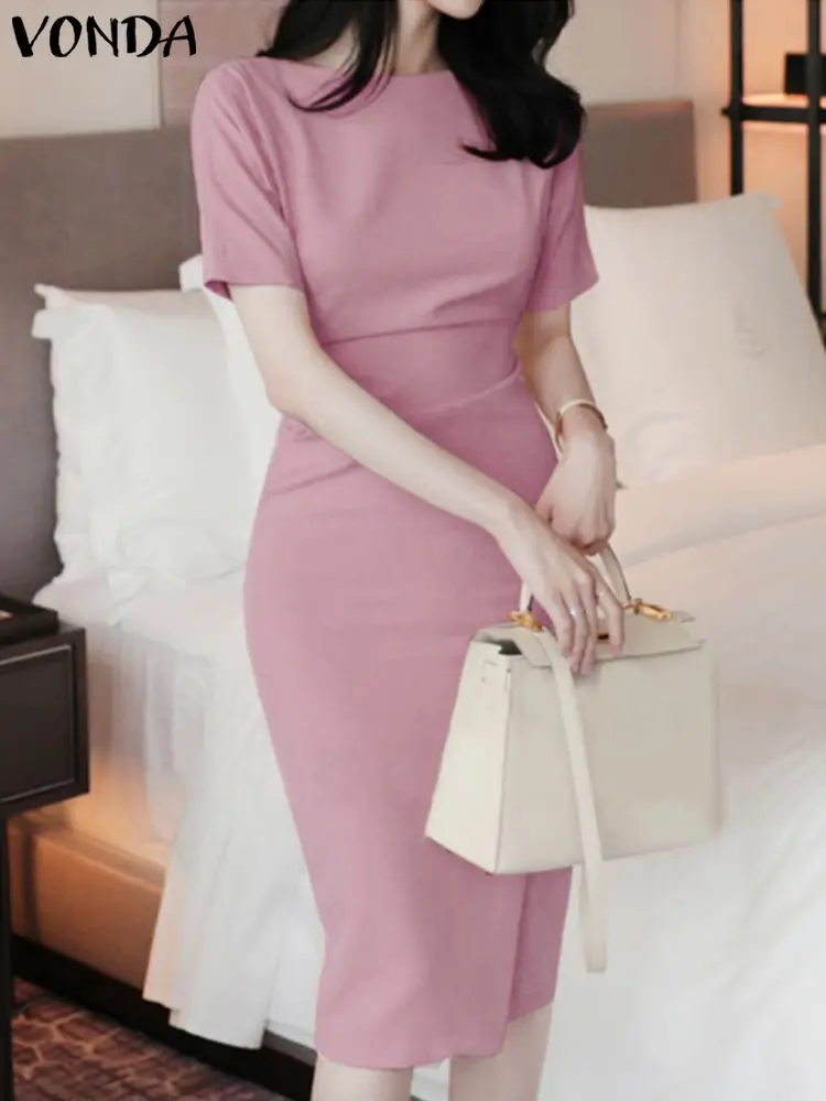 Women Summer Dress 2023 VONDA Sexy Pleated Dress Solid Color Short Sleeve Elegant Sundress Casual Zipper Party Long Vestidos
Women Summer Dress 2023 VONDA Sexy Pleated Dress Solid Color Short Sleeve Elegant Sundress Casual Zipper Party Long Vestidos