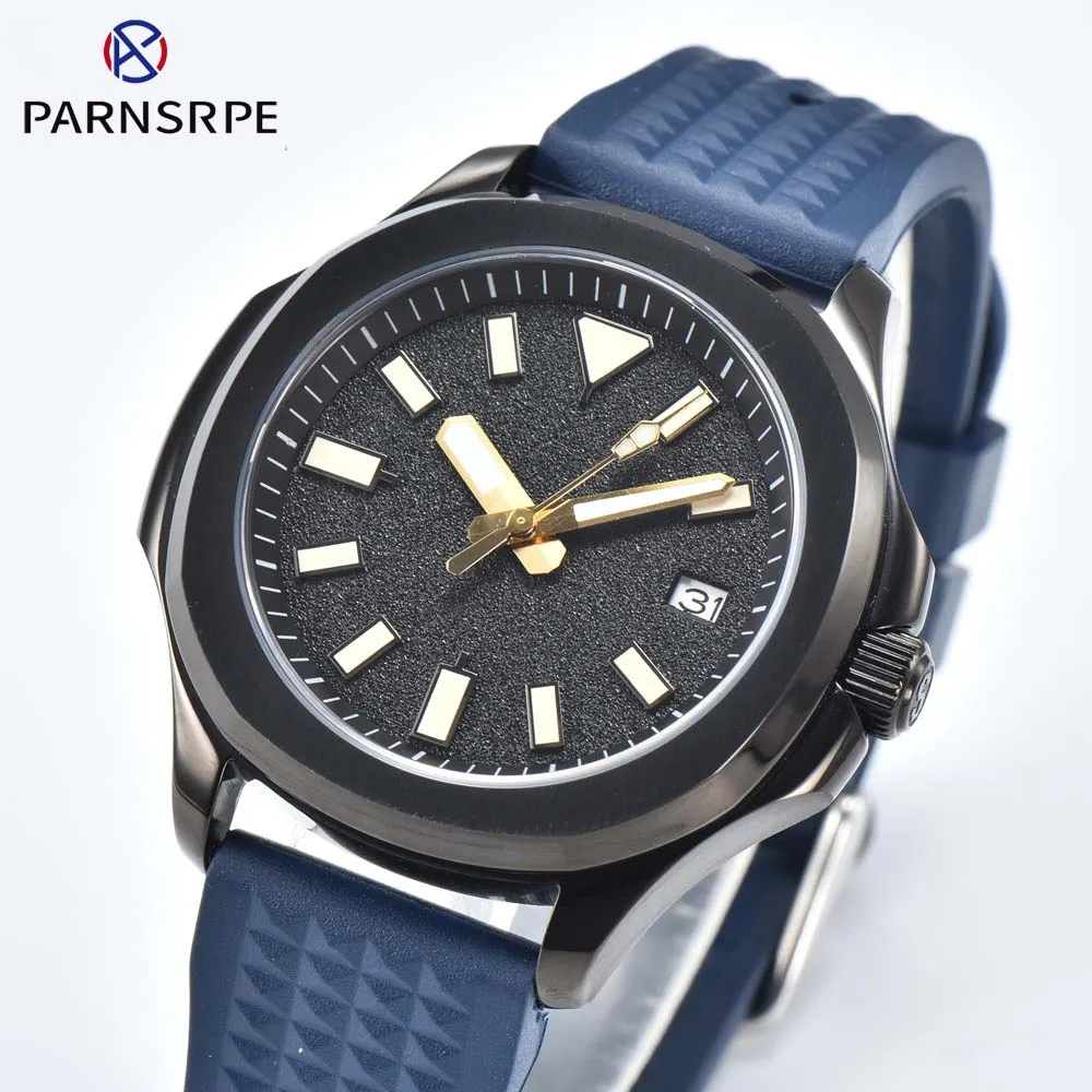 Men's Mechanical Watch Japan NH35A Movement Waterproof Crown PVD Black Case Silicone Strap Sapphire Glass Aseptic Dial 
Men's Mechanical Watch Japan NH35A Movement Waterproof Crown PVD Black Case Silicone Strap Sapphire Glass Aseptic Dial