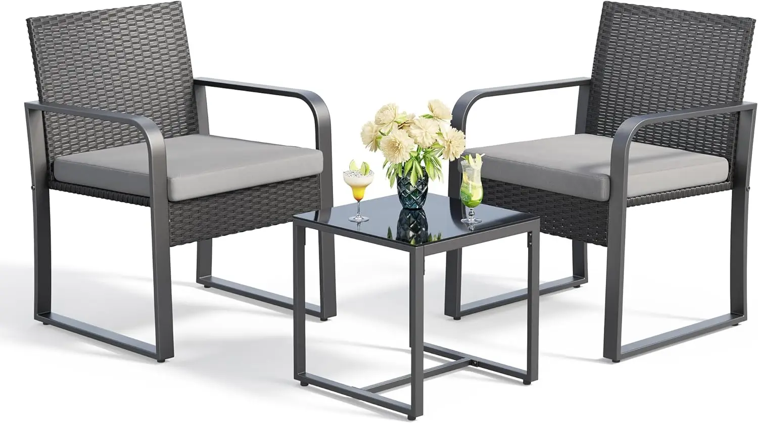 3 Pieces Patio Set Outdoor Wicker Furniture Sets, Modern Rattan Chair Conversation Sets with Coffee Table, for Yard, Bistro
3 Pieces Patio Set Outdoor Wicker Furniture Sets, Modern Rattan Chair Conversation Sets with Coffee Table, for Yard, Bistro