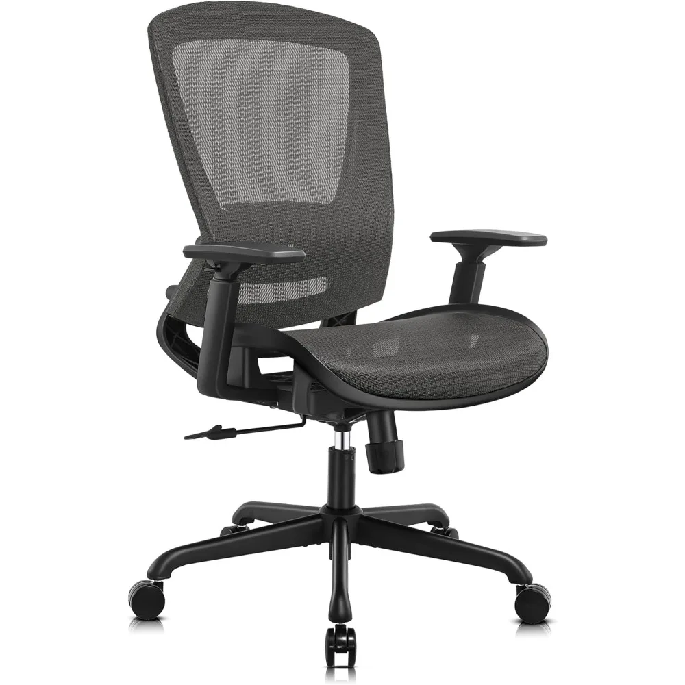 

Сетчатый офисный стул, эргономичный компьютерный стол, прочный офисный стул-регулируемая поддержка поясницы и подлокотники, функция наклона, комфорт Wi-Fi