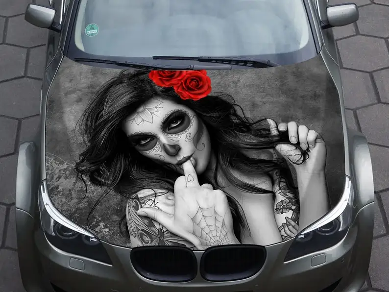 Car hood wrap decal, girl, sugar skull, skull art, vinyl, sticker, day of the dead, truck graphic, bonnet wrap decal, f150, CUST
Car hood wrap decal, girl, sugar skull, skull art, vinyl, sticker, day of the dead, truck graphic, bonnet wrap decal, f150, CUST
