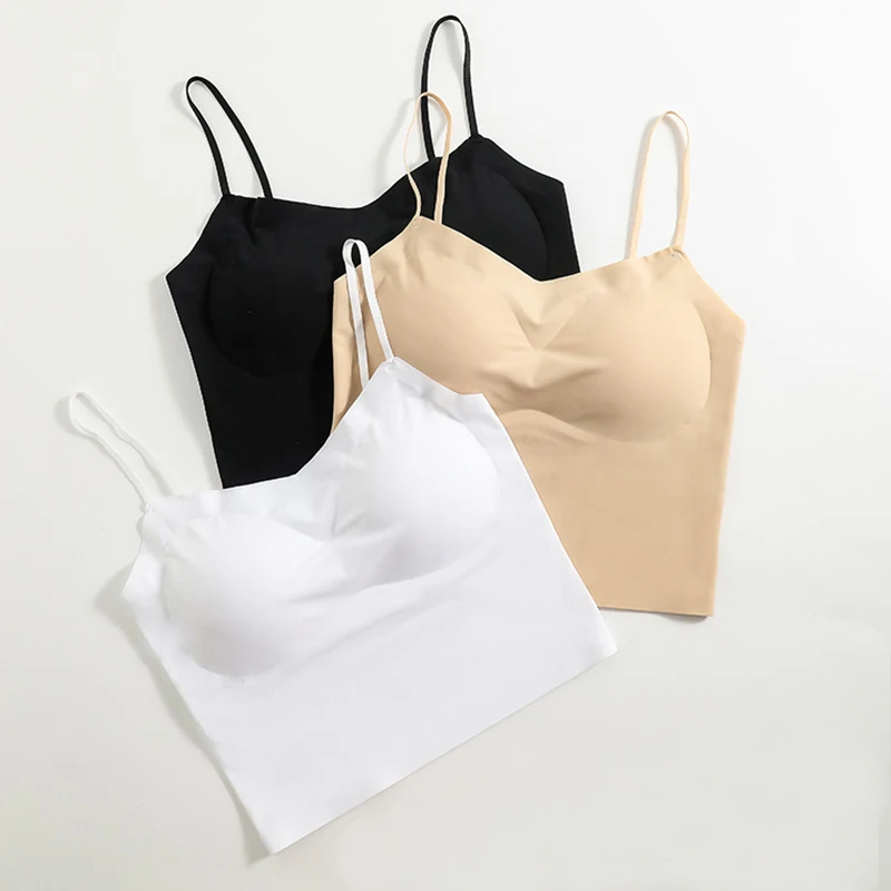 Ladies Ice Silk Seamless Camisole Vest Women's Outer Wearing Chest Pad Crop Tube Tops Female Sexy Sports Lingerie
Ladies Ice Silk Seamless Camisole Vest Women's Outer Wearing Chest Pad Crop Tube Tops Female Sexy Sports Lingerie