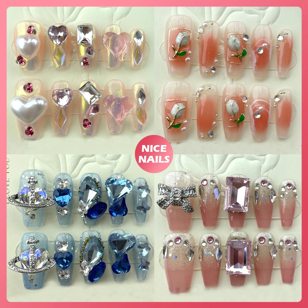 French Handmade Fake Nails Removable Finished Nail Long Coffin Fake Nails Diamond Sparkling Full Coverage Nails Wholesale
French Handmade Fake Nails Removable Finished Nail Long Coffin Fake Nails Diamond Sparkling Full Coverage Nails Wholesale