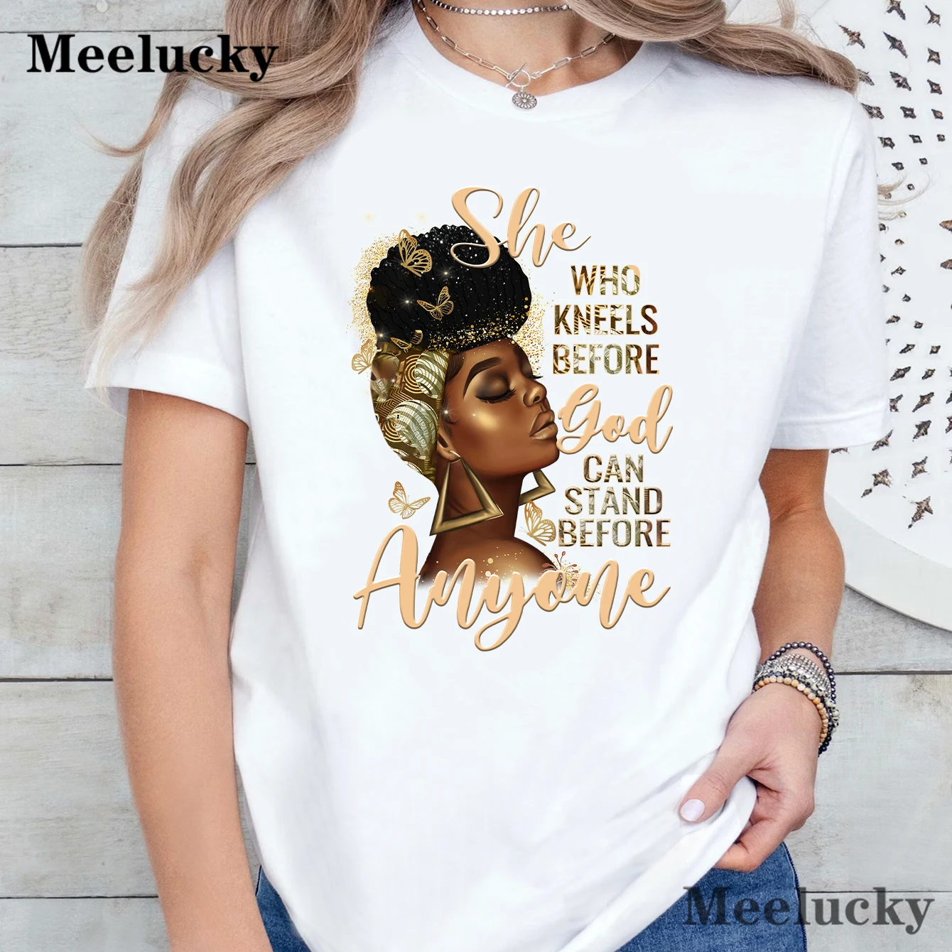 She Who Kneels Gold Fashion Butterfly Print T-Shirt Harajuku Vintage Women's Cotton T-shirt Short Sleeves Tees O Neck
She Who Kneels Gold Fashion Butterfly Print T-Shirt Harajuku Vintage Women's Cotton T-shirt Short Sleeves Tees O Neck