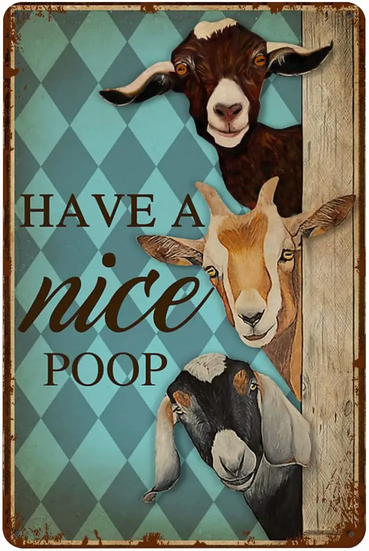Goat Mint tin Sign for Bathroom Have a Nice Poop tin Sign for Toilet Room Decoration,Retro Style Wall Art Decoration Tin Sign
Goat Mint tin Sign for Bathroom Have a Nice Poop tin Sign for Toilet Room Decoration,Retro Style Wall Art Decoration Tin Sign