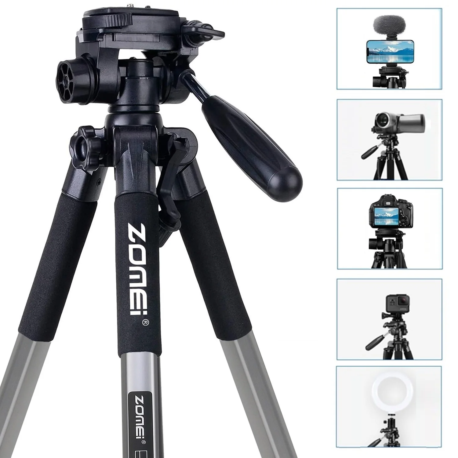 

Travel Outdoor Lightweight Phone Tripod 140cm/55.1in Adjustable-height Photography Stand for SLR Camera Canon Nikon Sony Video