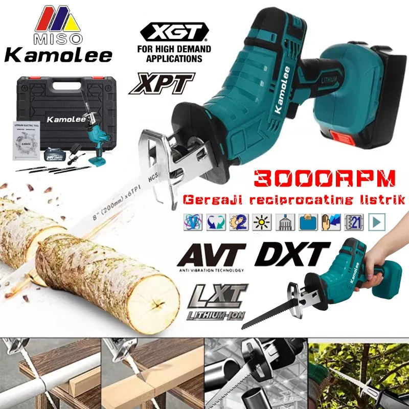 Kamolee Brushless Cordless Electric Reciprocating Saw Variable Speed Metal Wood Cutter Tool 3600W 12000SPM For Makita 18V Batte
Kamolee Brushless Cordless Electric Reciprocating Saw Variable Speed Metal Wood Cutter Tool 3600W 12000SPM For Makita 18V Batte