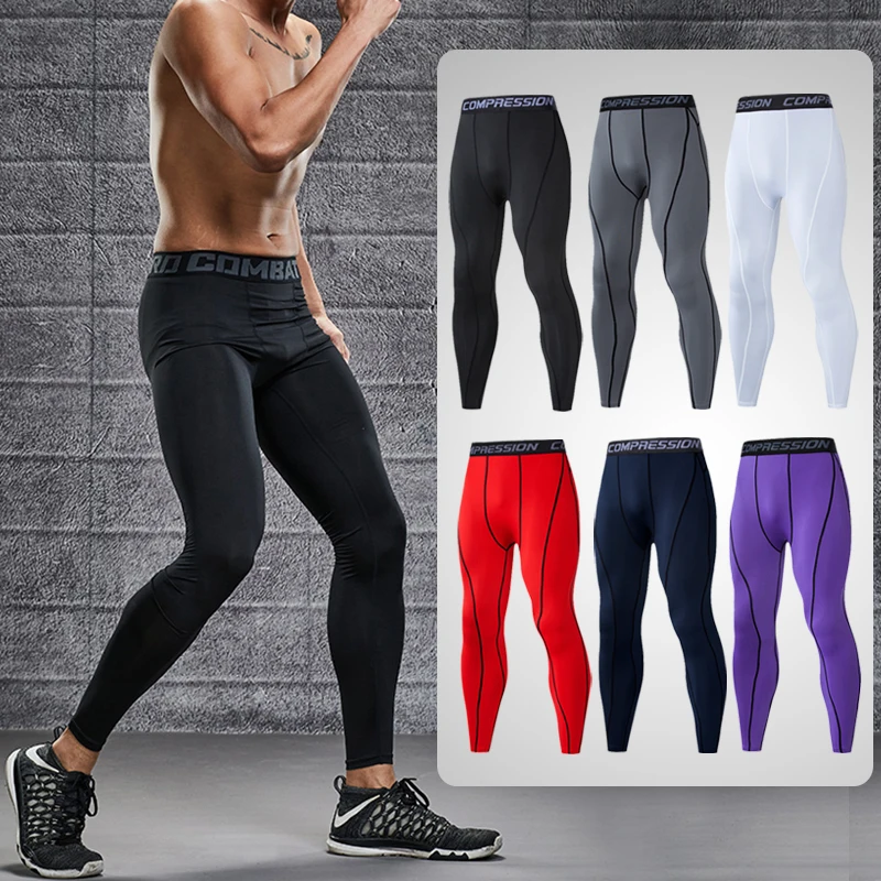 

Men's Fitness Running Compression Pants Lycra Trousers Tights Legging Soccer Basketball Cycling Elasticity Sweatpants Rash Guard