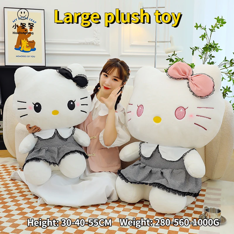 

Hello Kitty Sanrio Large Size Plush Toys Kawaii Anime Movie KT Cat Stuffed Doll Soft Hellokitty Plushies Children Xmas Gift