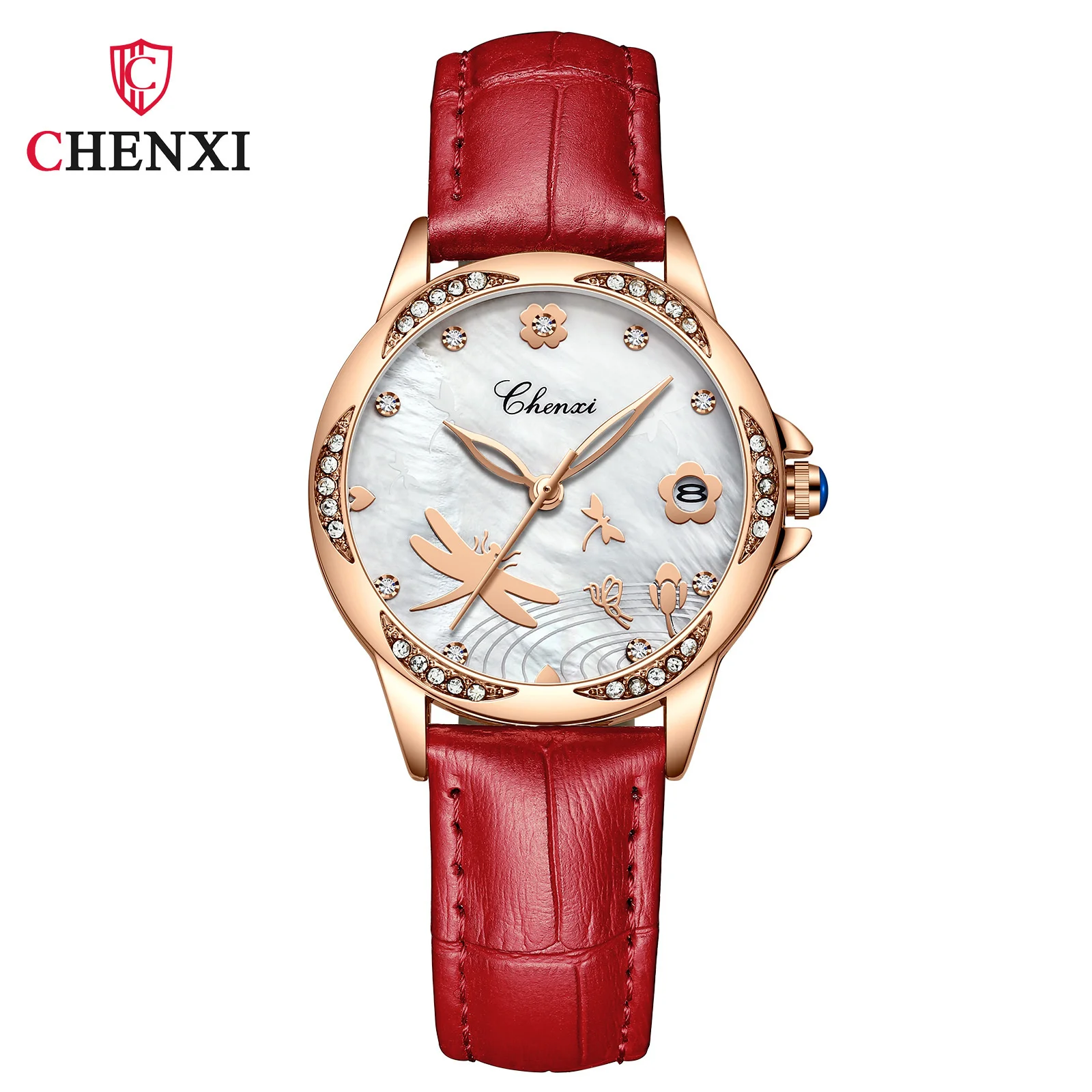 

Chenxi 312 Hot New Women Fashion Waterproof Quartz Watches Diamonds Calendar Rose Gold Clock Relogios Feminino