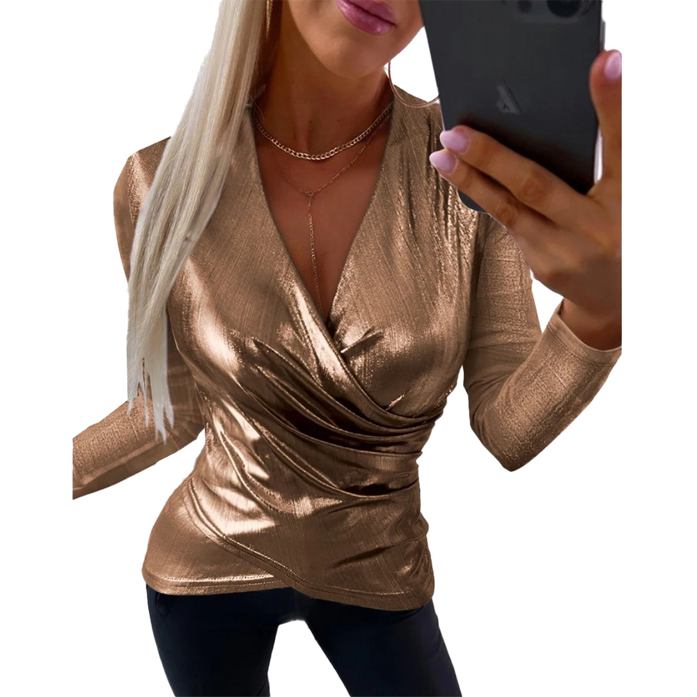 Tops Women Blouse Polyester Sexy Slim Fit Solid Color Spring T-Shirt Top V Neck Wrap Autumn Casual Comfortable
Tops Women Blouse Polyester Sexy Slim Fit Solid Color Spring T-Shirt Top V Neck Wrap Autumn Casual Comfortable