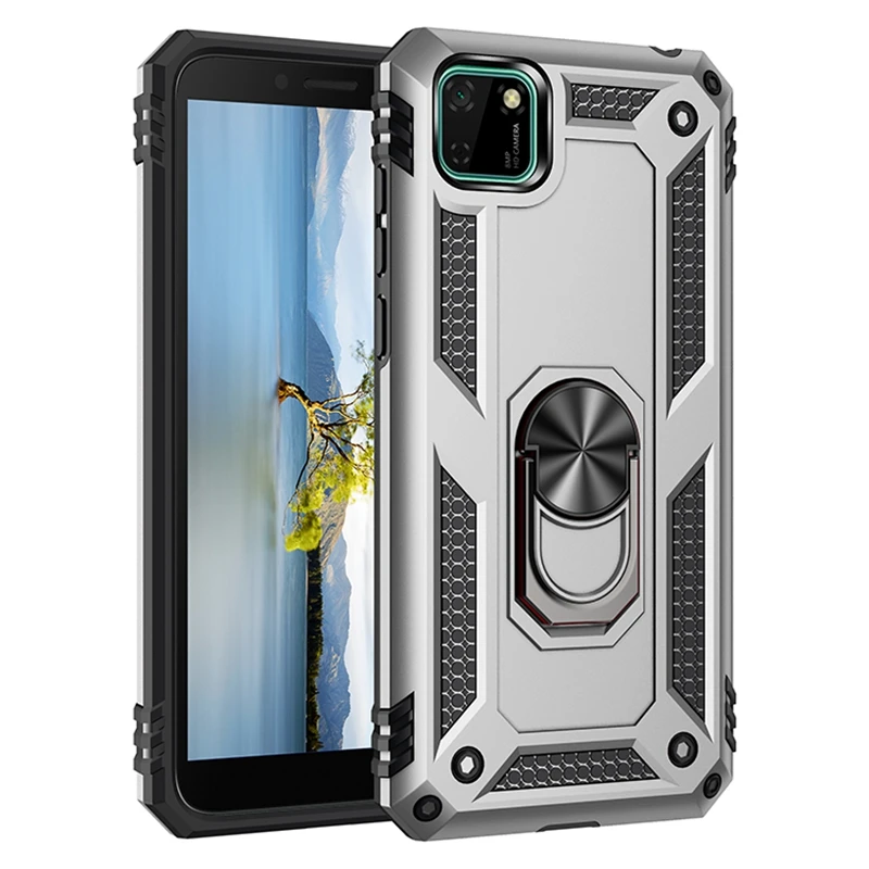 

Case For Huawei Honor 9S Y5p DUA-LX9 DRA-LX9 5.45" 2020 Shockproof Armor Magnetic Car Holder Ring Phone Shell Protective Cover
