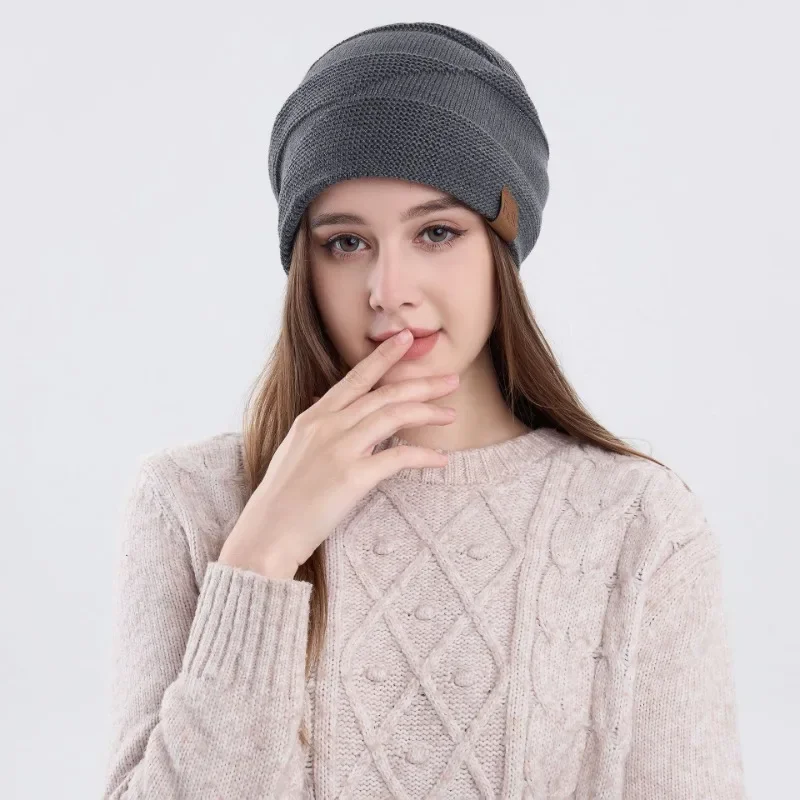 New Unisex Slouchy Winter Hats Add Fur Lined Men And Women Warm Beanie Cap Casual Label Decor Winter Knitted Hats New Unisex Slouchy Winter Hats Add Fur Lined Men And Women Warm Beanie Cap Casual Label Decor Winter Knitted Hats