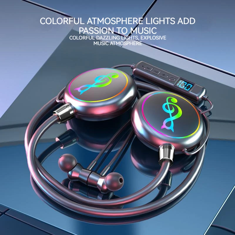 HIFI sound quality colorful atmosphere light hanging neck sports music wireless bluetooth headset
HIFI sound quality colorful atmosphere light hanging neck sports music wireless bluetooth headset