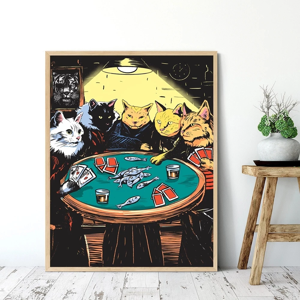 Canvas Painting Abstract Animals Cartoon Poker Cats Posters Prints Fun Wall Art Pictures For Living Room Home Decoration Cuadros
Canvas Painting Abstract Animals Cartoon Poker Cats Posters Prints Fun Wall Art Pictures For Living Room Home Decoration Cuadros