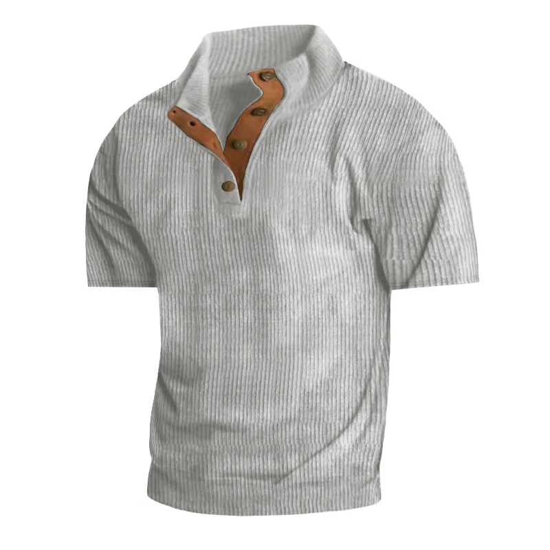 

Рубашка-поло мужская с воротником-стойкой, роскошная Повседневная Вельветовая рубашка-поло с короткими рукавами, с лацканами, в стиле ретро, на лето