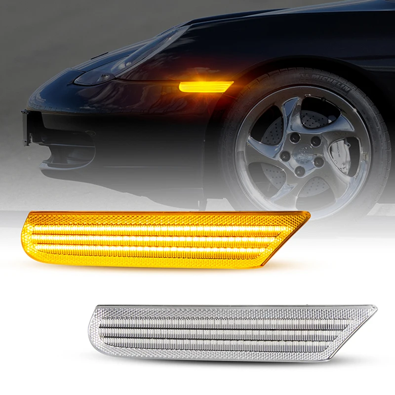 

2Pcs Dynamic LED Side Marker Turn Signal Sequential Blinker Lights For Porsche Boxster 986 996 911 Carrera Targa 96-04 GT2/GT3