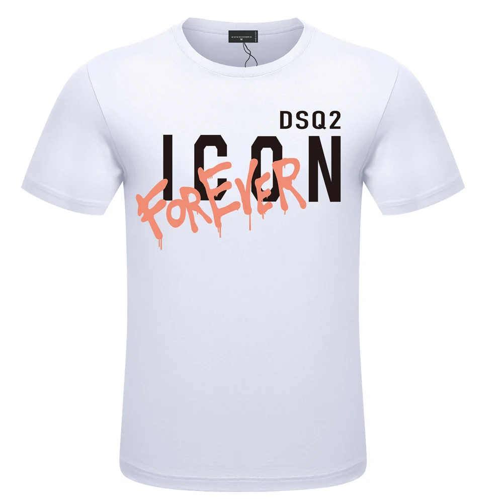 

DSQ2 ICON DSQICON2 DSQ D2 Mens Printed T Shirts Brand Classic Fashion Trend for Simple Street Short Sleeve