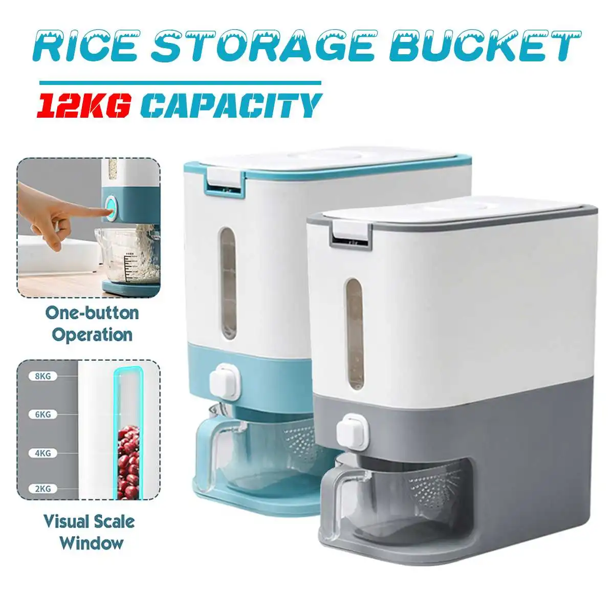 

Kitchen Container 12KG Bucket Nano Insect-Proof Moisture-Proof Rice Box Grain Sealed Jar Home Storage Pet Dog Food Store Box