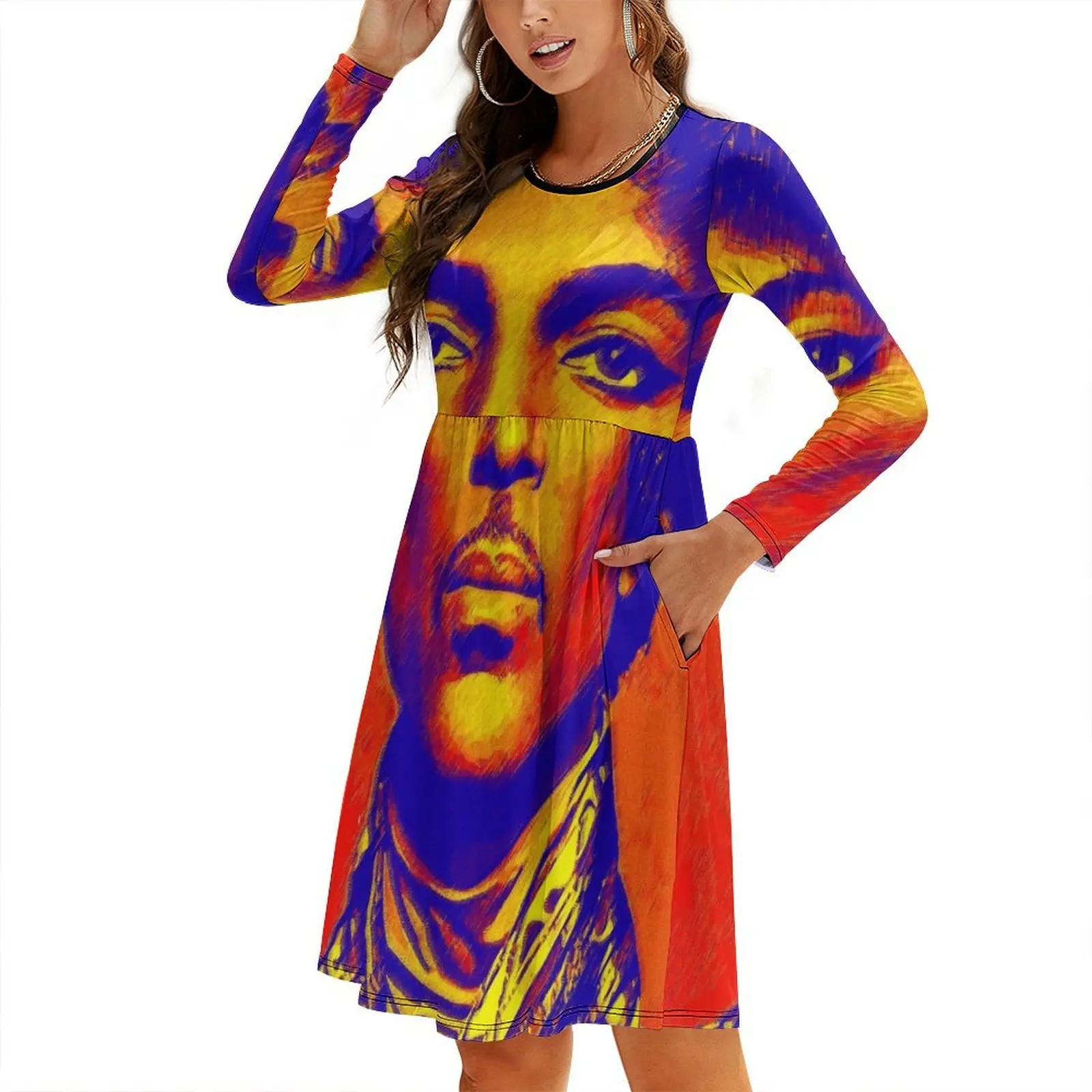 American singer digital painting Round Neck Baggy Dress Women's summer long dress loose women's dress
American singer digital painting Round Neck Baggy Dress Women's summer long dress loose women's dress