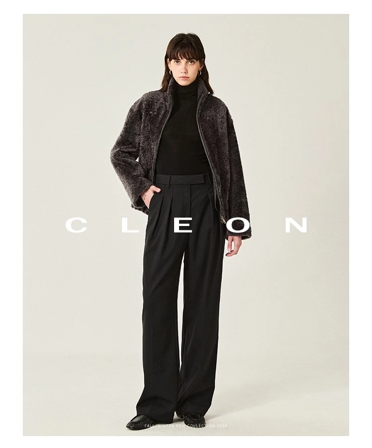 High-end Luxury Lacon Lamb Fur Cropped Winter Jackets for Women 2025 Simple Stand Collar Genuine Leather Real Fur Shearling Coat High-end Luxury Lacon Lamb Fur Cropped Winter Jackets for Women 2025 Simple Stand Collar Genuine Leather Real Fur Shearling Coat