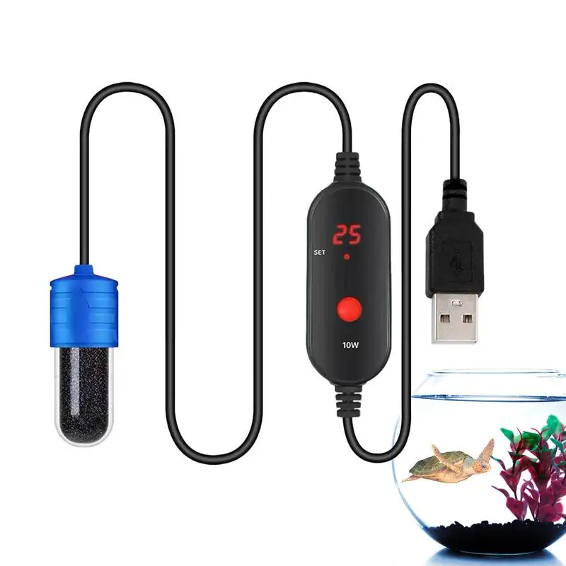 

15W USB Mini Heater Aquarium Adjustable Temperature Thermostat Heater Rod Maintain Ideal Fish Tank Temperature With External LED