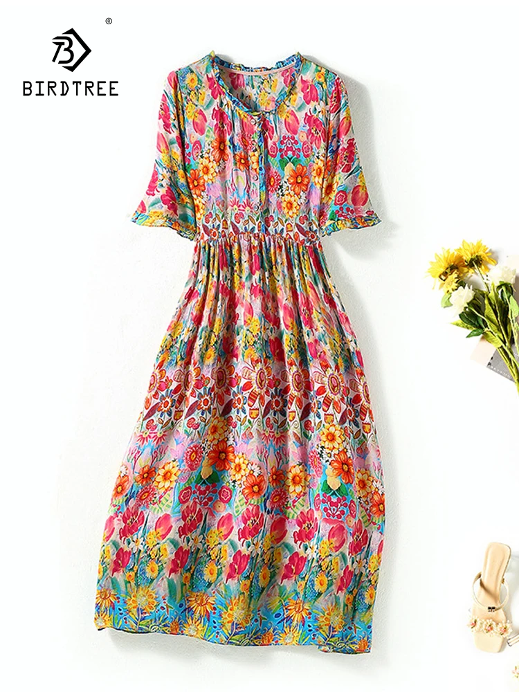 Birdtree 100%Mulberry Silk Fashion Stylish Dress Women Double Crepe Printed Mid Length Loose Dress 2024 Spring Summer D3D995QC
Birdtree 100%Mulberry Silk Fashion Stylish Dress Women Double Crepe Printed Mid Length Loose Dress 2024 Spring Summer D3D995QC