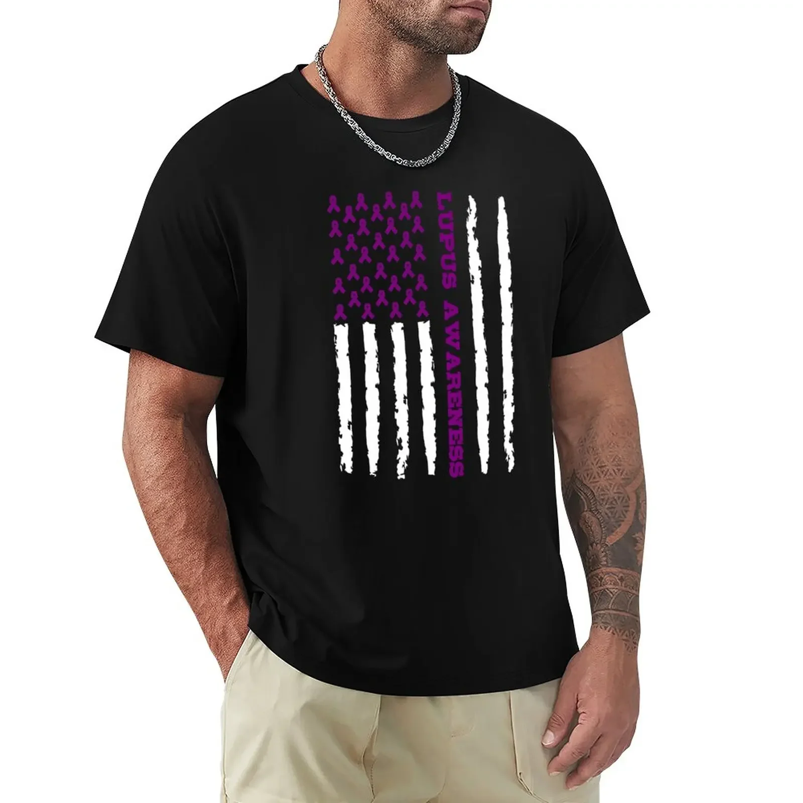 

Lupus Awareness USA Flag T-Shirt plus sizes korean fashion mens vintage t shirts