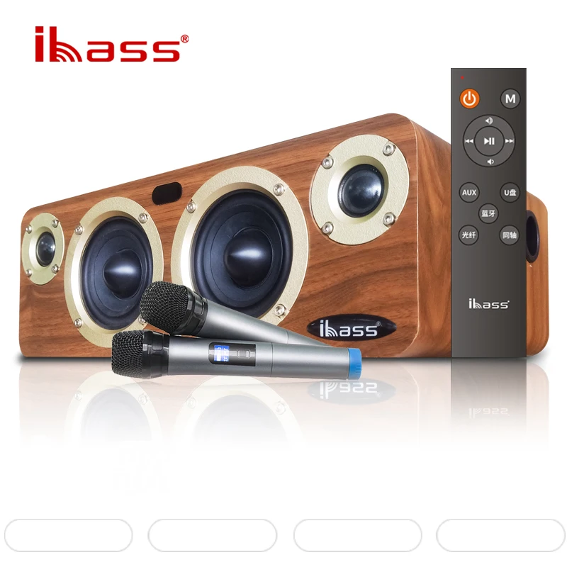 

Maximum Power 120W Portable Wooden Bluetooth Speaker HIFI3D Stereo Surround Subwoofer Mobile Computer Coaxial Live K Song Audio