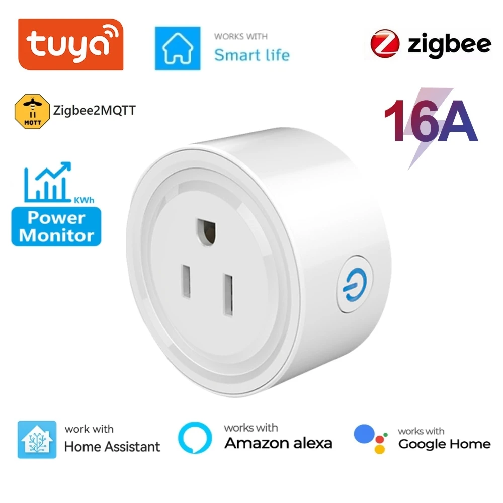 US Plug 10/16A Outlet Tuya WiFi Zigbee Smart Timing Socket with Power Monitor for Alexa Google for Zigbee2MQTT Home Assistant
US Plug 10/16A Outlet Tuya WiFi Zigbee Smart Timing Socket with Power Monitor for Alexa Google for Zigbee2MQTT Home Assistant