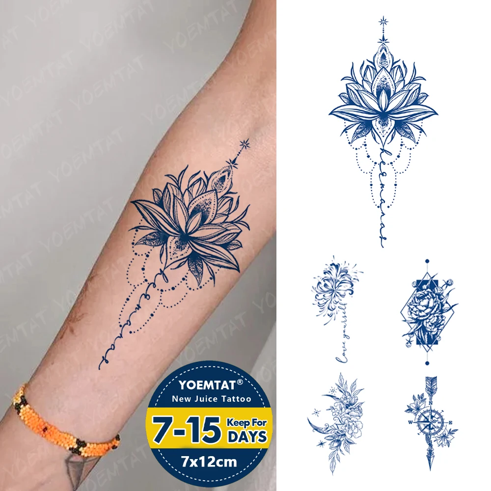 Juice Ink Lasting Tatoo India Henna Lotus Chain Waterproof Temporary Tattoo Stickers Semi-Permanent Body Art Fake Tato Women Men
Juice Ink Lasting Tatoo India Henna Lotus Chain Waterproof Temporary Tattoo Stickers Semi-Permanent Body Art Fake Tato Women Men