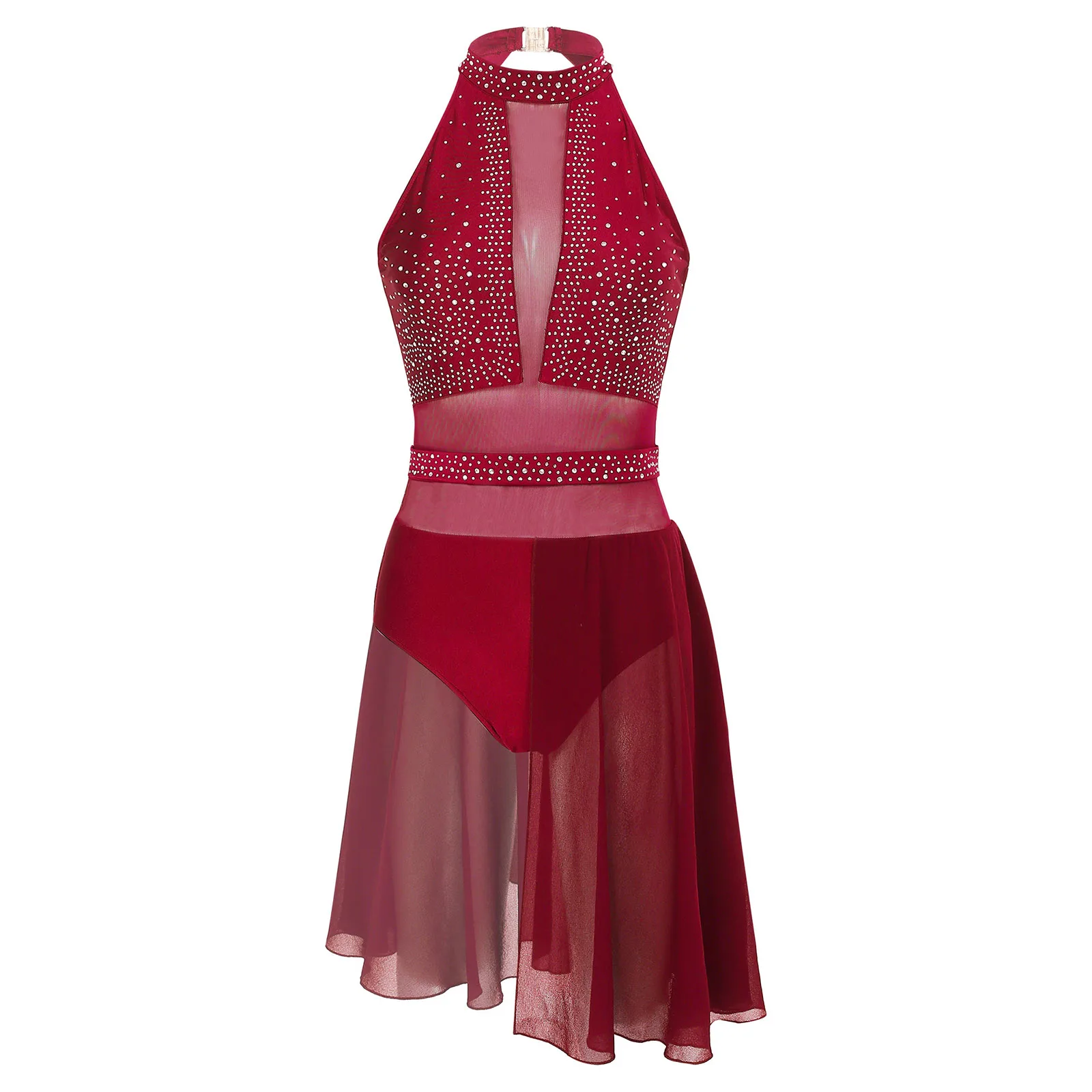 Women Lyrical Dress Sleeveless Mesh Leotard Ballet Dance Dress Shiny Rhinestone Figure Skating Competition Costume Chiffon Dress
Women Lyrical Dress Sleeveless Mesh Leotard Ballet Dance Dress Shiny Rhinestone Figure Skating Competition Costume Chiffon Dress