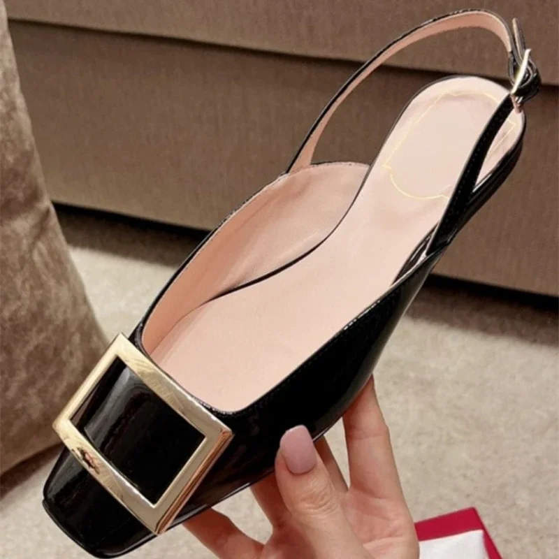 French Patent Leather One Line with Back Hollow Toe Sandals Women's Summer New Leather Square Buckle Flat Shoes
French Patent Leather One Line with Back Hollow Toe Sandals Women's Summer New Leather Square Buckle Flat Shoes