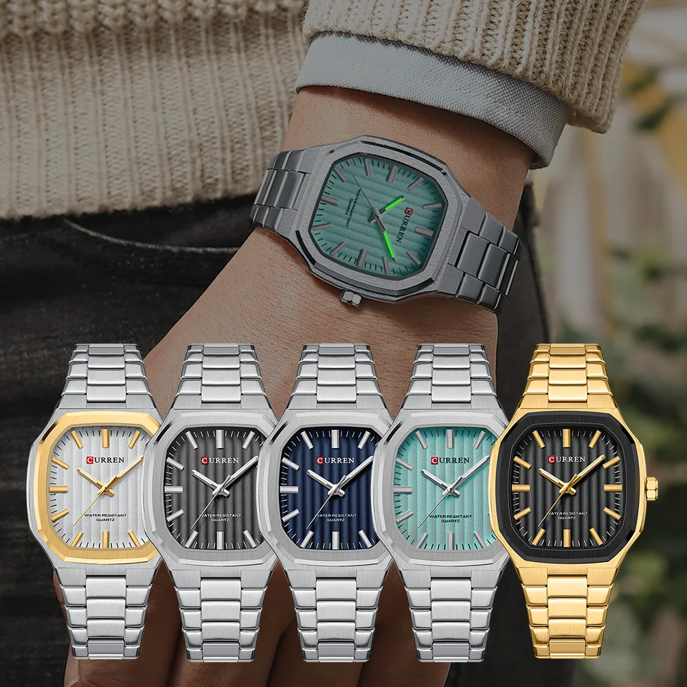 Classic Stripe Design Stainless Steel Band Watch for Men Man's Watches CURREN Luxury Brand Business Square Quartz Wristwatches
Classic Stripe Design Stainless Steel Band Watch for Men Man's Watches CURREN Luxury Brand Business Square Quartz Wristwatches