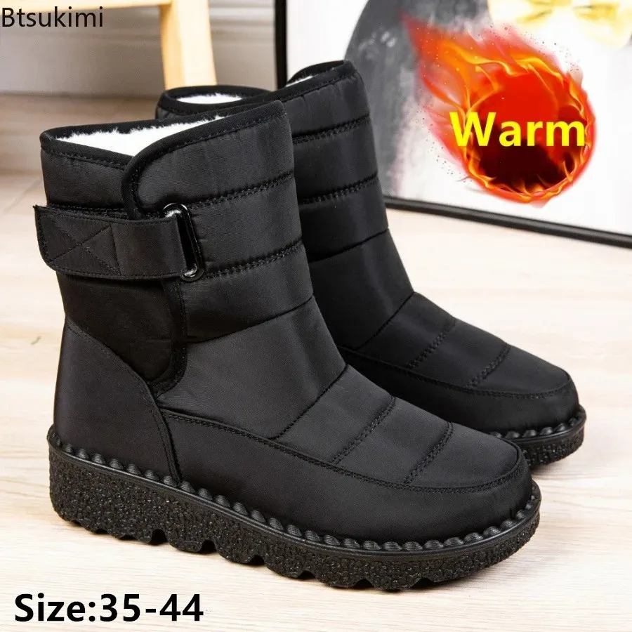 

New 2024 Women's Warm Snow Boots Soft Ladies Slip On Platform Boots Shoes Casual Ankle Boots Waterproof Botas Mujer Winter Shoes
