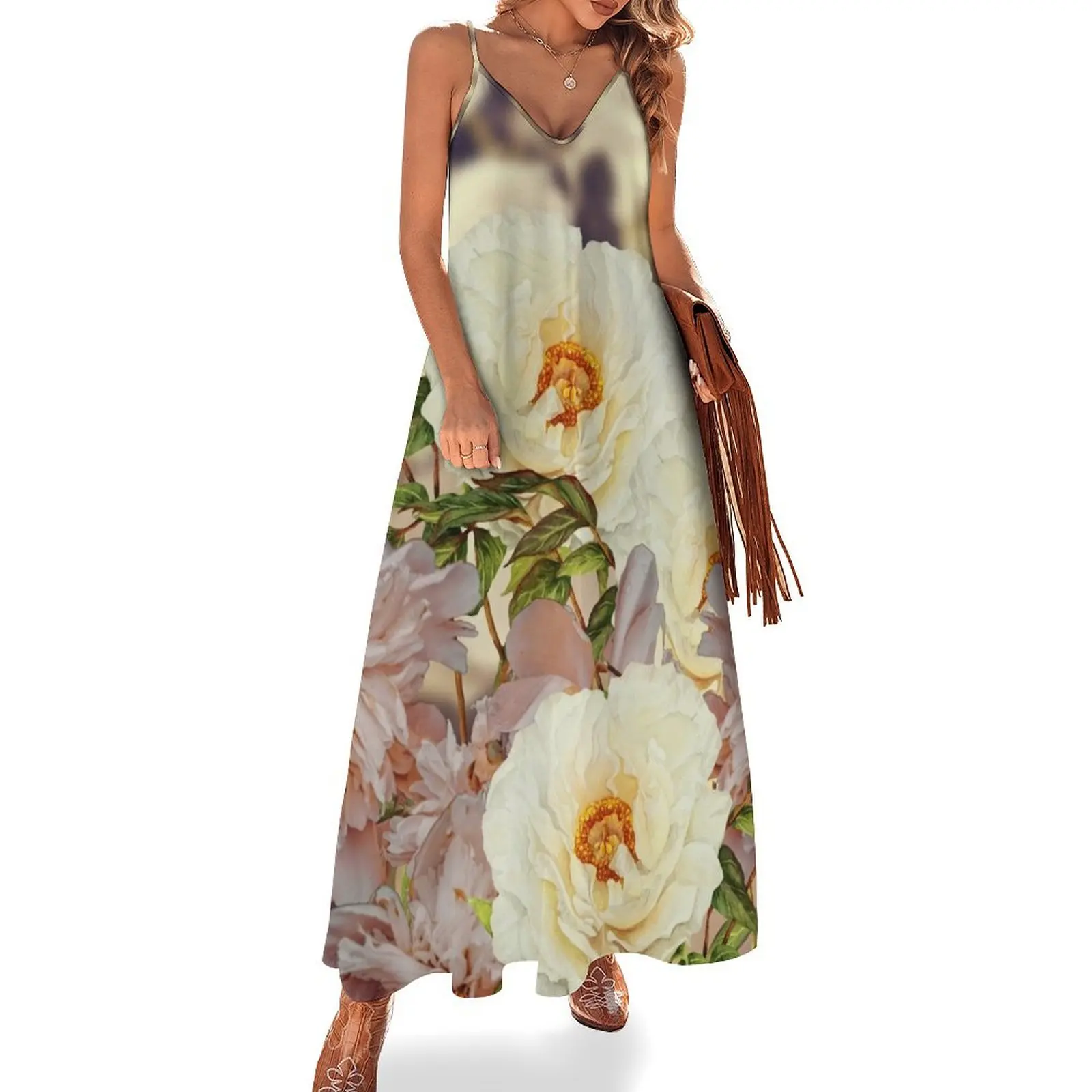 White Peony Flower Purple Vase Sleeveless Dress Women's evening dress dresses for special events summer dresses womens 2024 
White Peony Flower Purple Vase Sleeveless Dress Women's evening dress dresses for special events summer dresses womens 2024