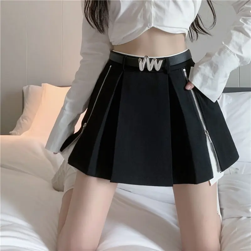 Gothic E-girl Kwaii A-Line Women Mini Skirts Harajuku Punk High Waist Black Skirt Fashion Double zipper skirt with pocket
Gothic E-girl Kwaii A-Line Women Mini Skirts Harajuku Punk High Waist Black Skirt Fashion Double zipper skirt with pocket