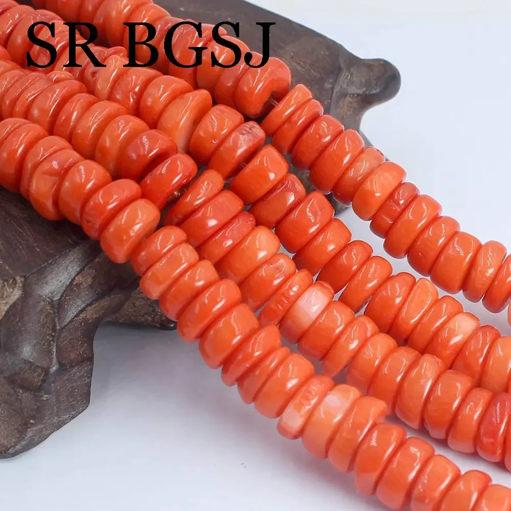 

Irregular Drum Column Natural Orange Sea Bamboo Coral Loose Spacer Beads for Jewelry Making 15" Strand DIY Bracelet Necklace