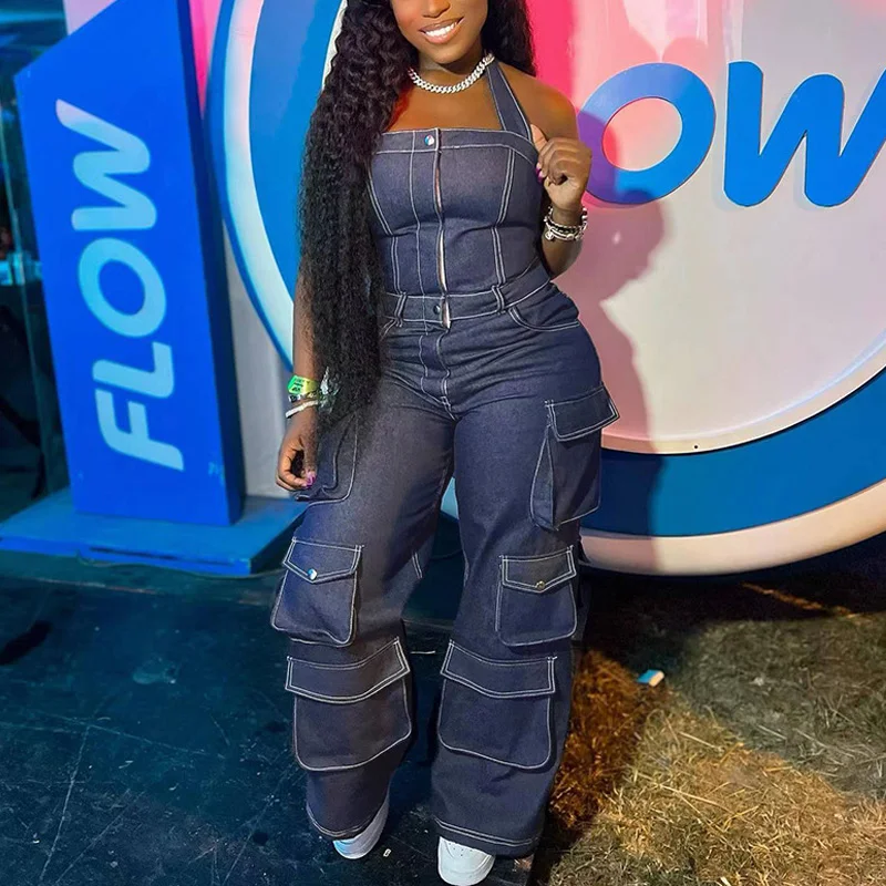 2023 New Fashion Women Casual Jumpsuits Women's Denim Look Jumpsuit with Oversized Bell Bottoms
2023 New Fashion Women Casual Jumpsuits Women's Denim Look Jumpsuit with Oversized Bell Bottoms