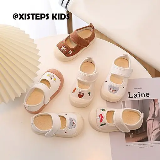 Кеды Детские с вышивкой, мягкие холщовые кроссовки на липучке, повседневная школьная обувь, для девочек, весна-осень 
Кеды Детские с вышивкой, мягкие холщовые кроссовки на липучке, повседневная школьная обувь, для девочек, весна-осень