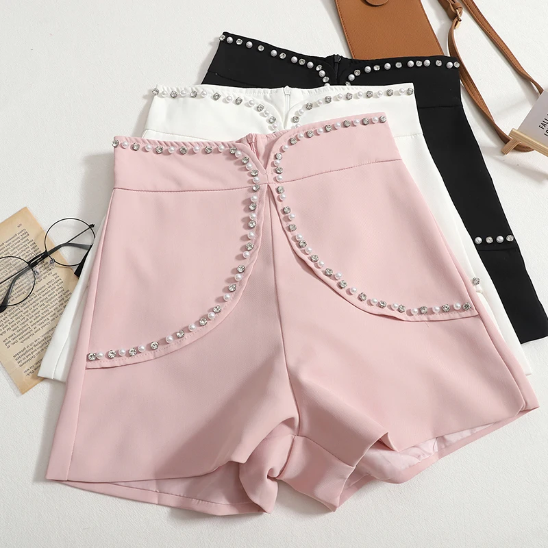 Sreetwear Pearl Beading Shorts Women Summer Autumn High Waist Korean Fashion Shorts Pink Black White Shorts Femme 
Sreetwear Pearl Beading Shorts Women Summer Autumn High Waist Korean Fashion Shorts Pink Black White Shorts Femme