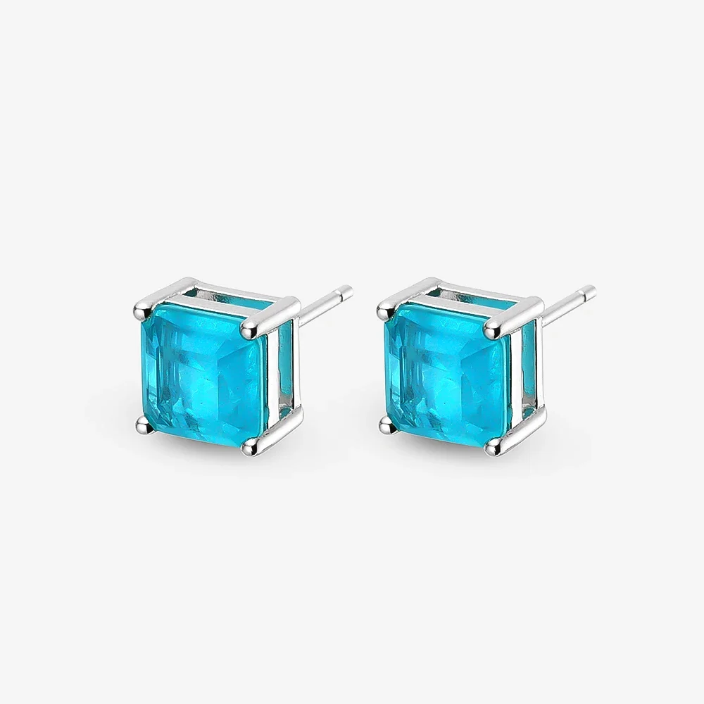 

Vintage 925 Sterling Silver Paraiba Tourmaline Gemstone Birthstone Ear Studs Earrings Ladies Fine Jewelry Wholesale