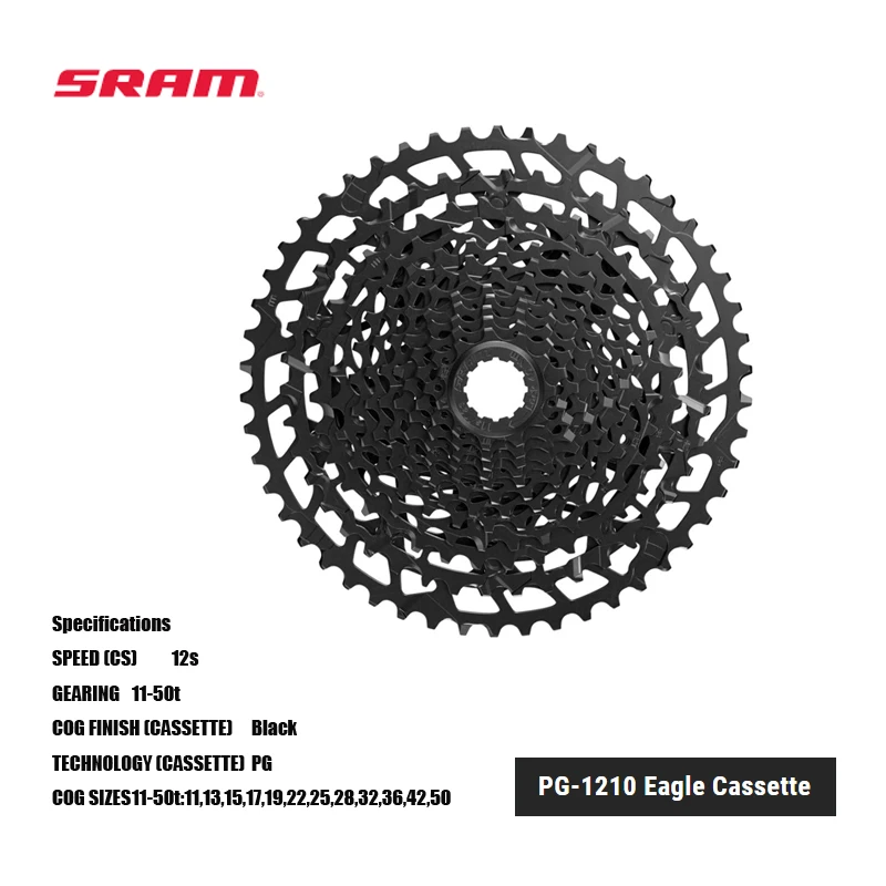 SRAM PG-1210 EAGLE™Кассета для 12 Скоростей 10-50T, черная технология PG, работает с недорогими колесами, которые соединяли драйвер 8/9/10sp
SRAM PG-1210 EAGLE™Кассета для 12 Скоростей 10-50T, черная технология PG, работает с недорогими колесами, которые соединяли драйвер 8/9/10sp