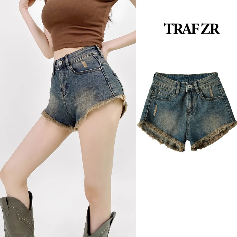 

TRAF ZR Short Denim Woman High Waist Shorts Women Women's Summer Hot Pants Spring 2024 Harajuku Gyaru Fashion Jean Jorts Jeans