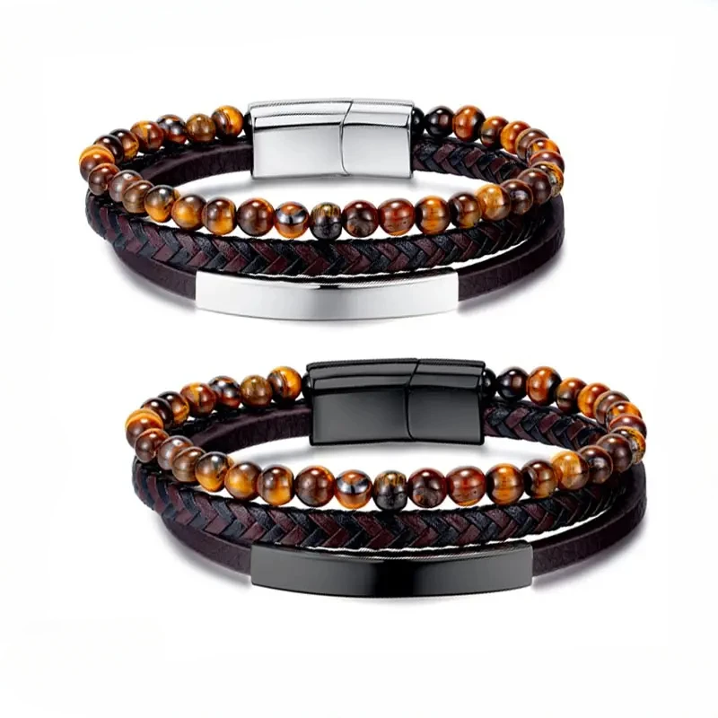 CHUANGCHENG Multi-Layer Leather Cuff Bracelet with Beads & Stainless Steel - Upgrade Your Style
CHUANGCHENG Multi-Layer Leather Cuff Bracelet with Beads & Stainless Steel - Upgrade Your Style