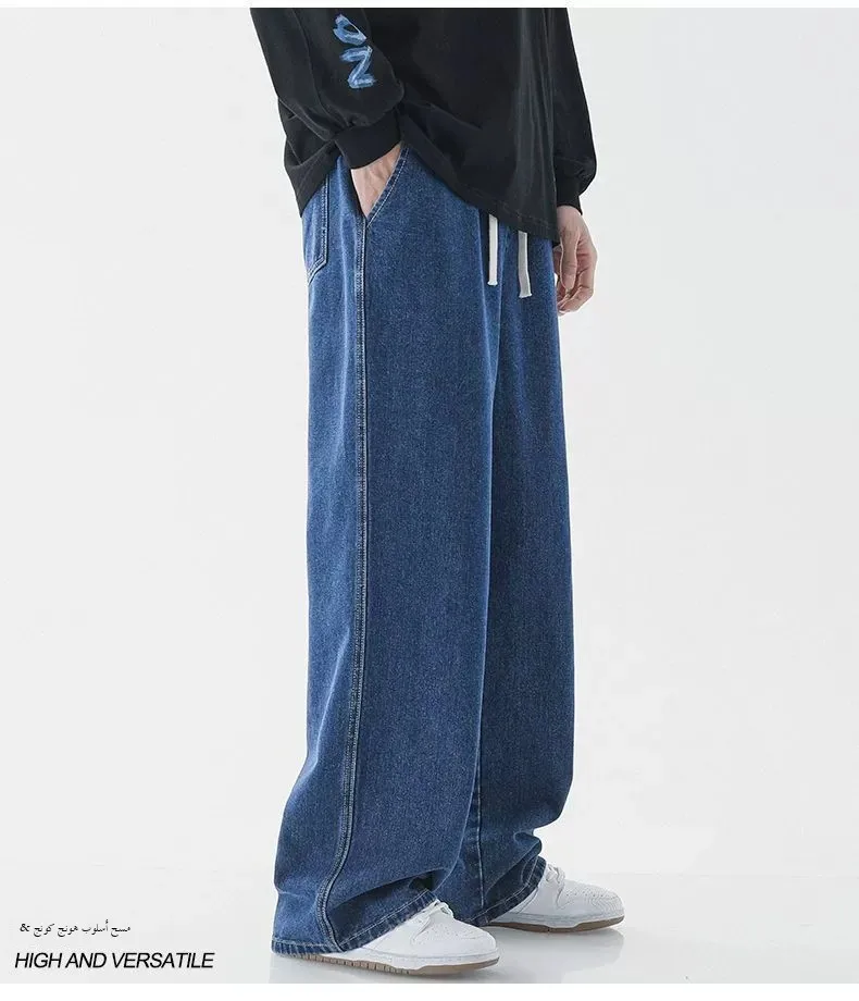 بنطلون جينز رجالي كاجوال واسع الساق بلون أزرق فاتح بتصميم عتيق على الطراز الأمريكي، بنطلون دينيم فضفاض بقصة مستقيمة للمراهقين بنطلون جينز رجالي كاجوال واسع الساق بلون أزرق فاتح بتصميم عتيق على الطراز الأمريكي، بنطلون دينيم فضفاض بقصة مستقيمة للمراهقين