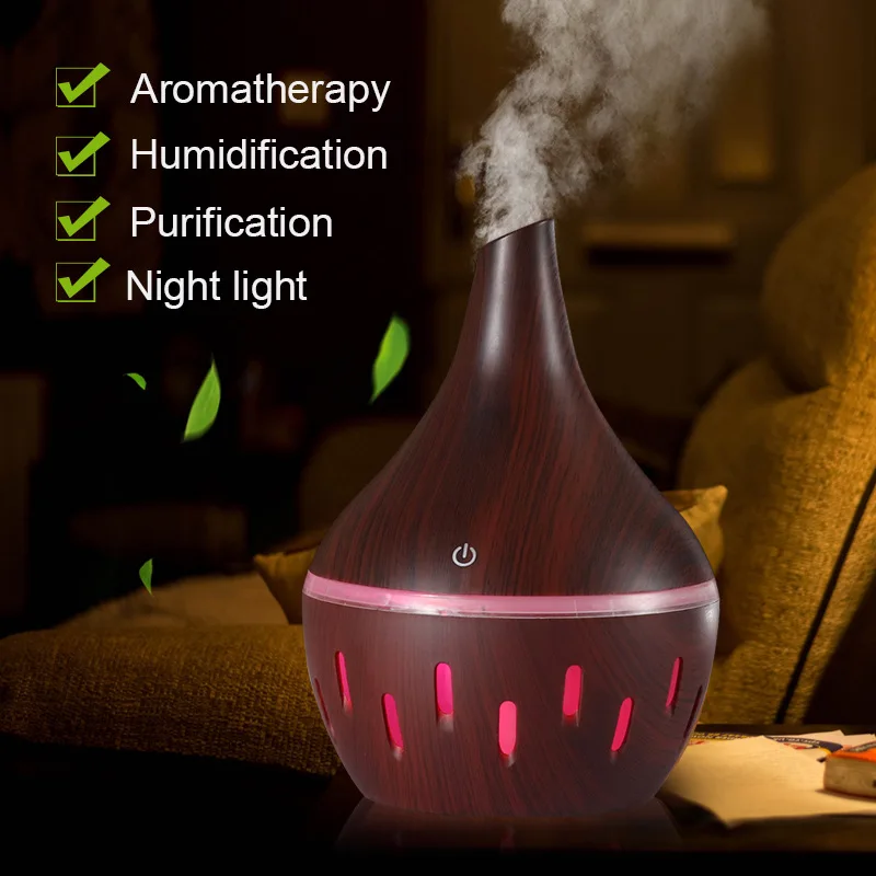 

5V USB Night Light Household Mini Humidifier Wood Grain Purifier 300Ml Aromatherapy Machine