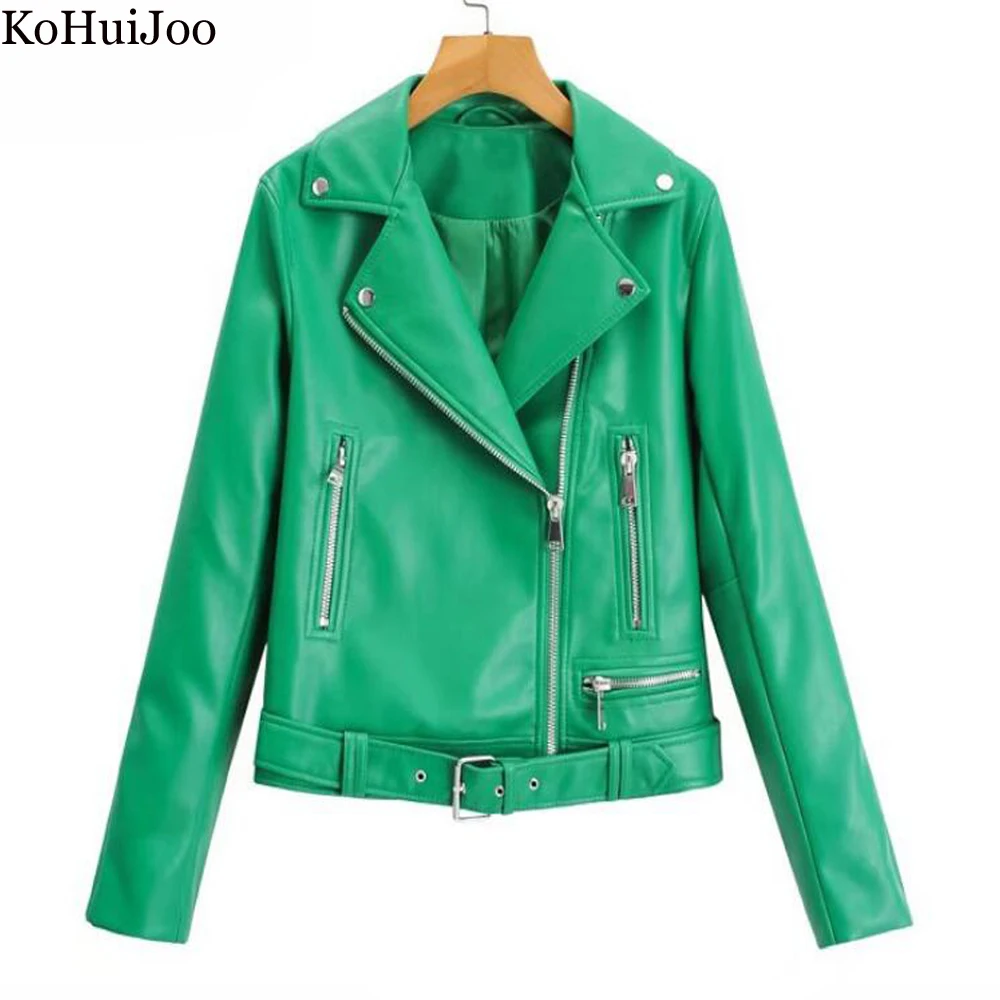 KoHuiJoo Green Woman Leather Jacket Spring 2022 New Long Sleeve Slim Fashion Short Motorcycle jacket With Belt Fashion Coat
KoHuiJoo Green Woman Leather Jacket Spring 2022 New Long Sleeve Slim Fashion Short Motorcycle jacket With Belt Fashion Coat