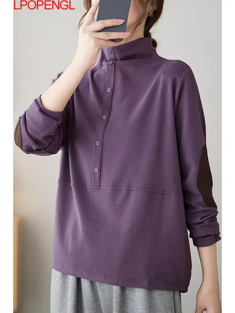 Woman Autumn Pullover Half High Collar Contrasting Long Sleeves Versatile And Casual Loose Sweatshirts Streetwear Loose Fit Top
Woman Autumn Pullover Half High Collar Contrasting Long Sleeves Versatile And Casual Loose Sweatshirts Streetwear Loose Fit Top